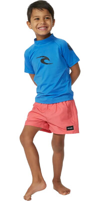 2024 Rip Curl Kleinkind Brand Wave UPF Short Sleeve Lycra Vest TNQTRV - Blue Gum